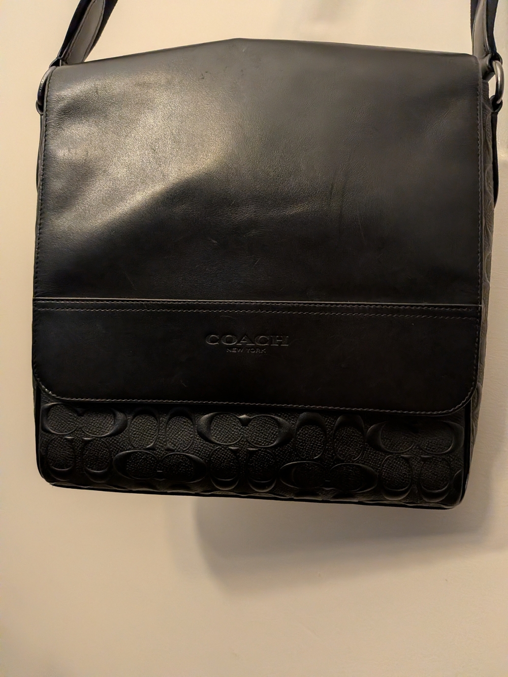 Coach Black Leather Crossbody Messenger Bag